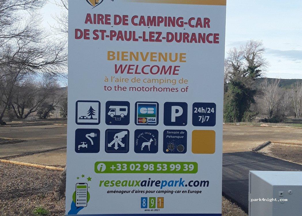 St Paul les Durance aire camping-cars réseau AireServ