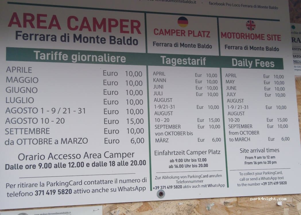 Area Sosta Camper 37020 Ferrara di Monte Baldo VR