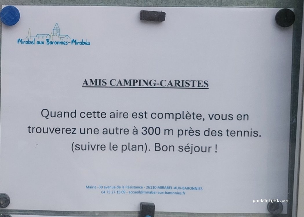 Area sosta camper 26110 Mirabel-aux-Baronnies