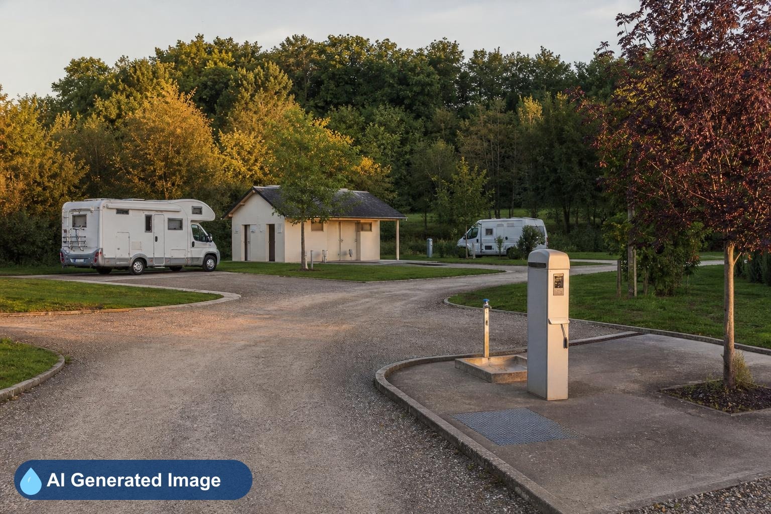 Camping car parking area,self service terminal